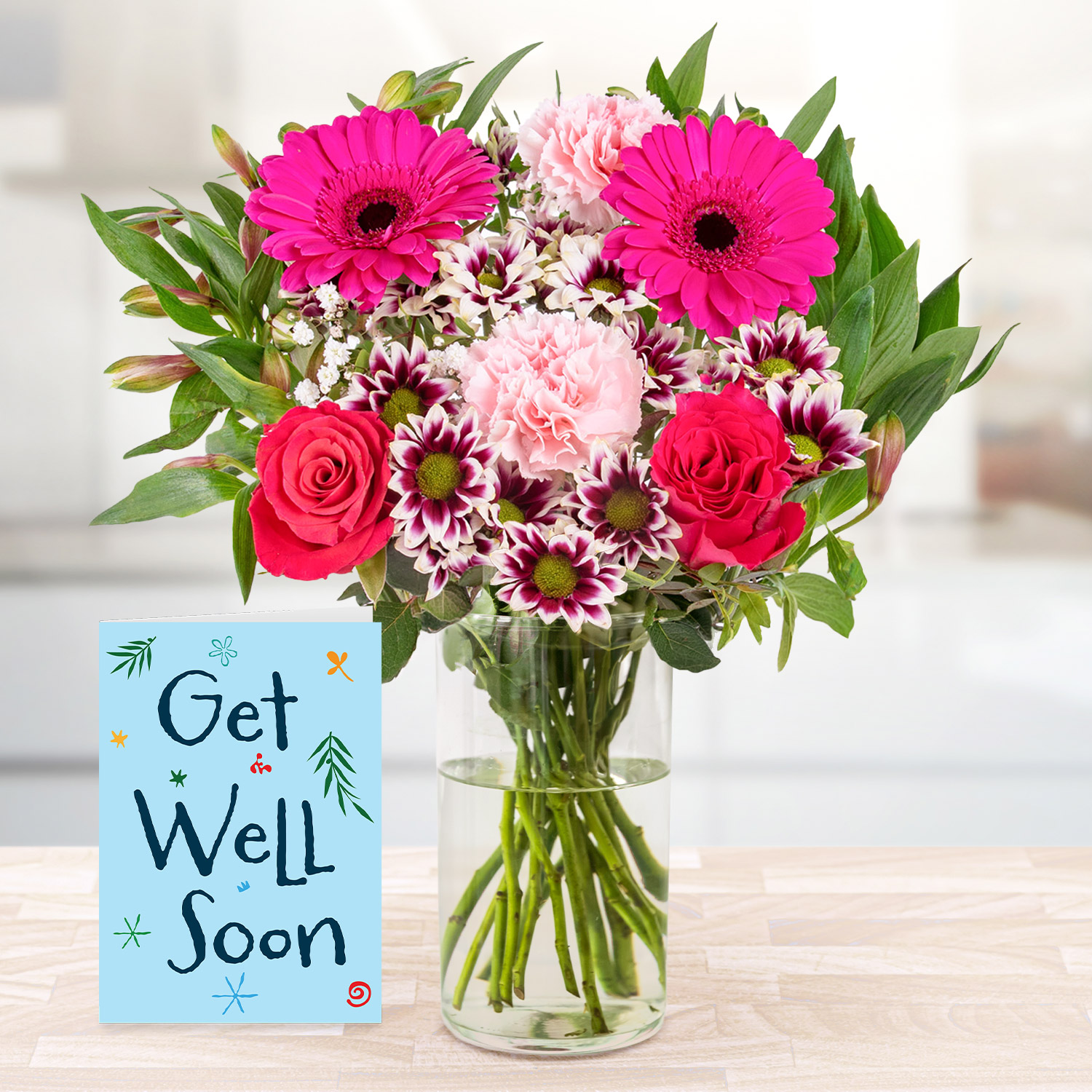 Mystic Medley with Get Well Soon Card | B&M Flowers